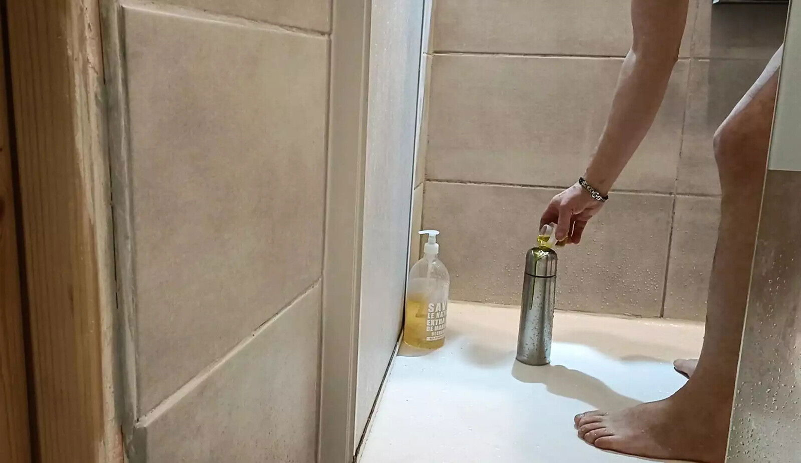 insertion with another stainless steel shower