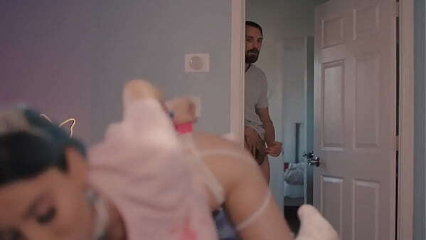 catch trans stepsister masturbating, asks