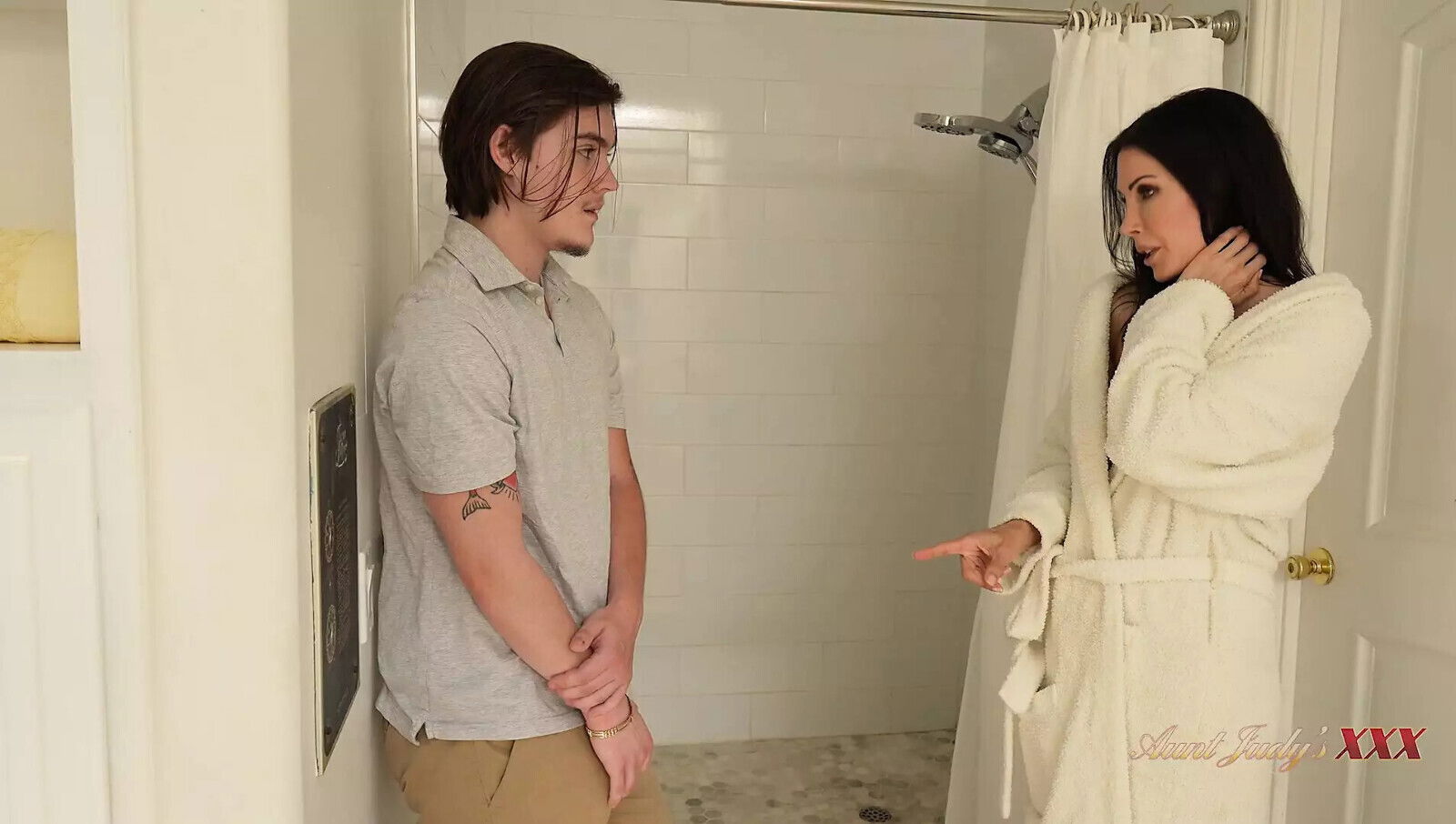 AuntJudysXXX Busty Mature MILF Shay Sights Catches Step-nephew Watching Shower