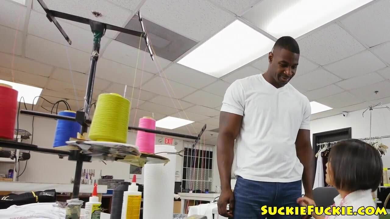 Asian seamstress anally plowed black