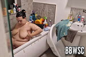 Pervert Spies On BBW Washing Giant Floppy Tits In Bath