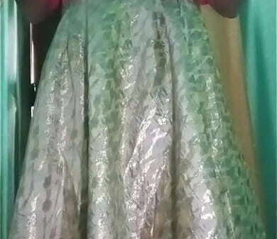 Indian Crossdresser pressing boobs fingering pink dress