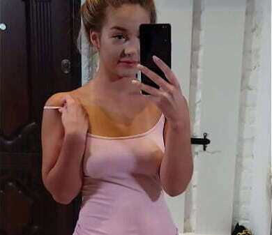 Piper (aka Hazel Grace) masturbates front mirror