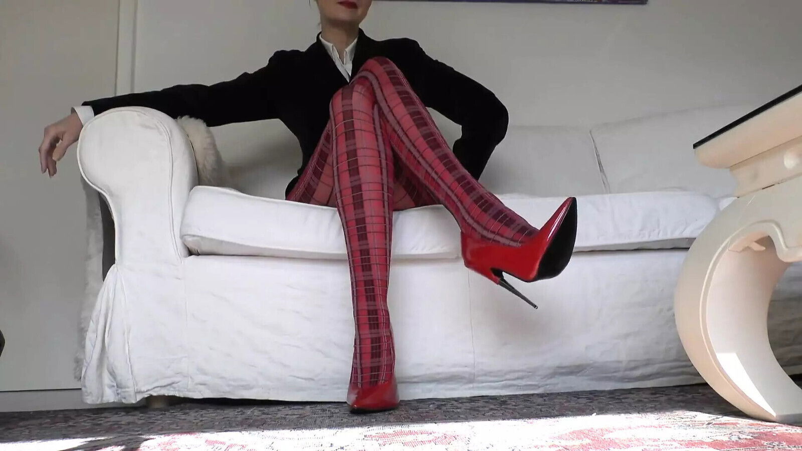 Tartan Tights Extreme Heels Legs Show
