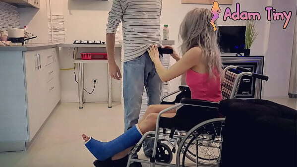 Slut with broken ankle cast wheelchair asked help, gave some face, eyes, instead feat. Naughty Adeline Tiny