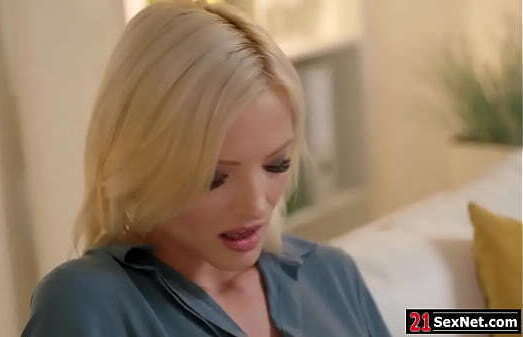 Blonde strip teasing office mate before having